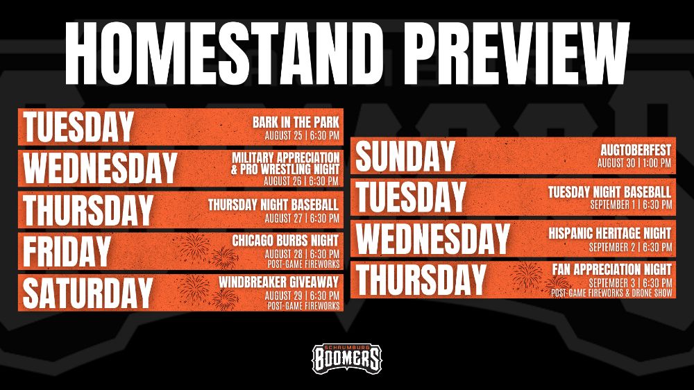 August 25-September 3 Homestand Preview