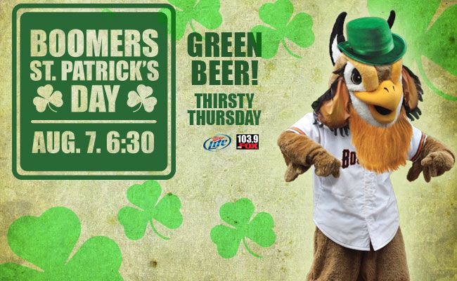 AUG 7: Boomers St. Patrick's Day & Thirsty Thursday