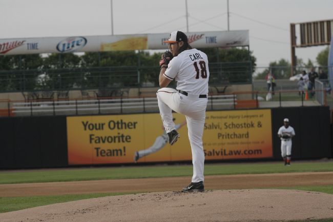 Carl Flirts With No-Hitter; Boomers Fall in Extras