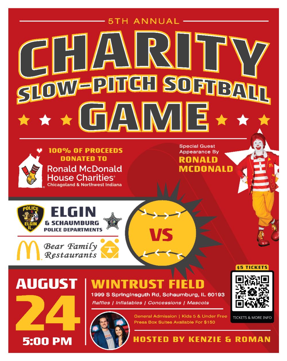 Ronald McDonald House Charities Softball Game on August 24