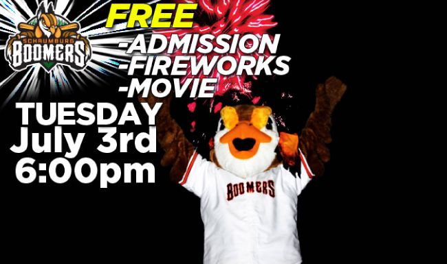 FREE Fireworks July 3rd at Boomers Stadium