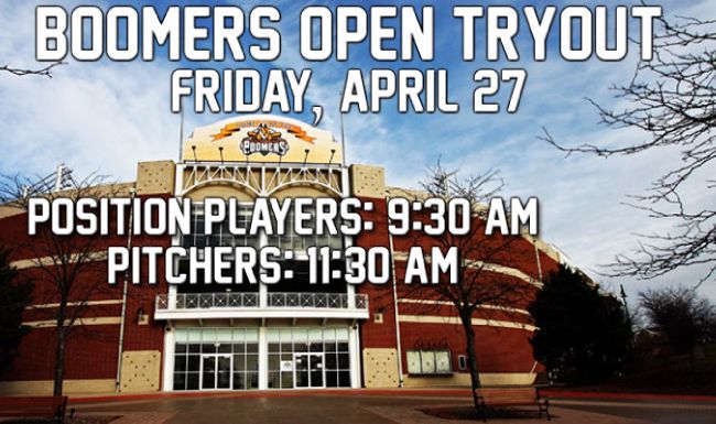 Boomers Open Tryout Set for Friday, April 27
