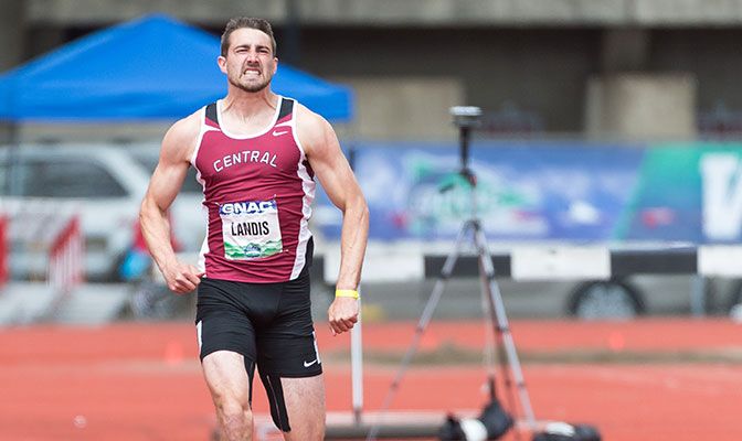Central Washington's Kodiak Landis became just the third athlete in GNAC history to surpass 7,000 points in the decathlon at the Bryan Clay Invitational. Photo by Chris Oertell.