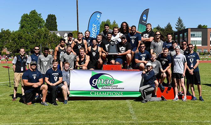 Concordia won its first GNAC men's outdoor track and field title after winning its firsat indoor title in February. Photo by Chris Oertell.
