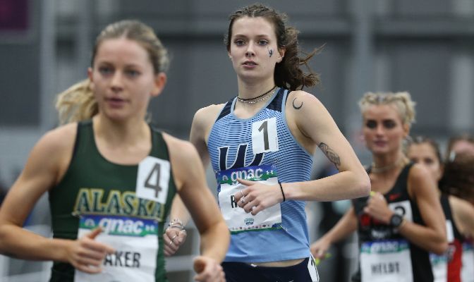 WWU's Ashley Reeck claimed her first GNAC title, winning the 5,000 meters on Monday at The Podium.