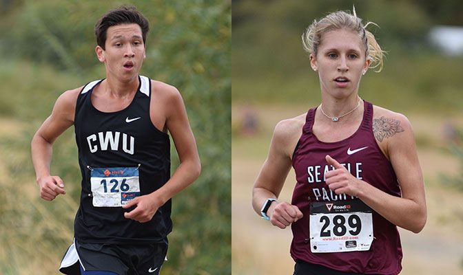 Central Washington's Turlan Morlan (left) and Seattle Pacific's Kaylee Mitchell both won races at the CWU Invitational in their collegiate debuts. Photos by Paul Merca.