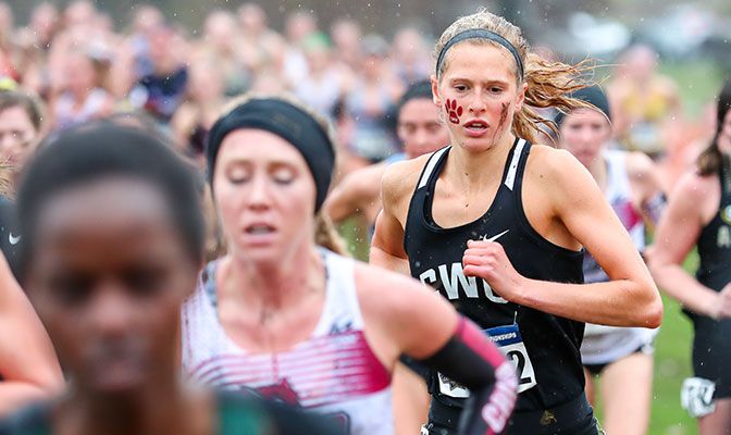 The GNAC's top individual finisher was Central Washington's Alexa Shindruk, who placed 21st in a time of 23:14.7. Photo courtesy of Slippery Rock Athletics.