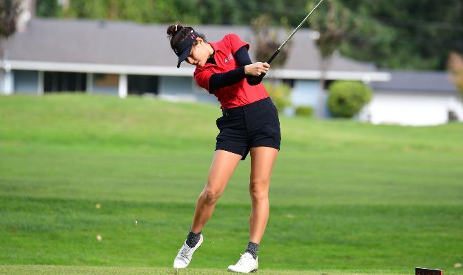 Saint Martin's Katherine Swor finished the 2021 season with an 84.4 stroke average over 10 rounds and a top-10 finish at April's Western Washington Invitational.