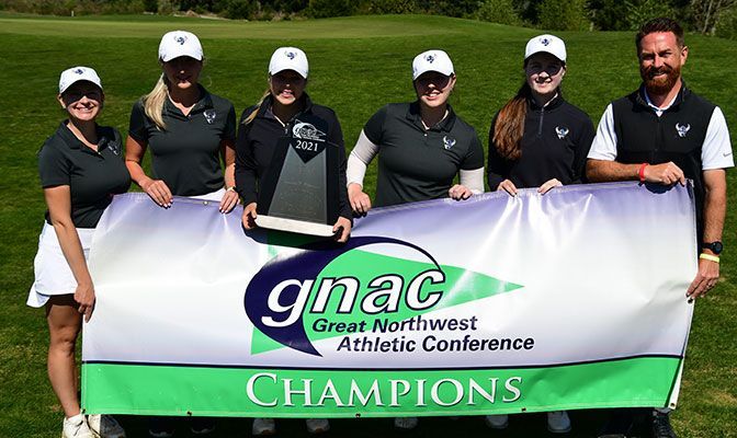 The GNAC title was the sixth in Western Washington history. All four scoring players finished in the top-six. Photo by Ron Smith.