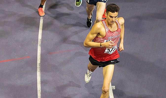 Simon Fraser's Rowan Doherty ran 8:12.35 in the 3,000 meters at the UW Indoor Preview. He was one of four GNAC athletes to earn an NCAA Championships provisional mark in the event.
