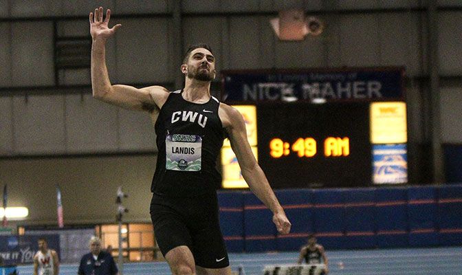 Central Washington senior Kodiak Landis scored 5,218 points in his first heptathlon of the season at last weekend's Cougar Indoor. That ranks him third in Division II this season.