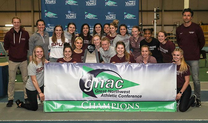 Seattle Pacific edged out Central Washington by four points for the program's 13th GNAC women's indoor championship. Photo by Loren Orr.