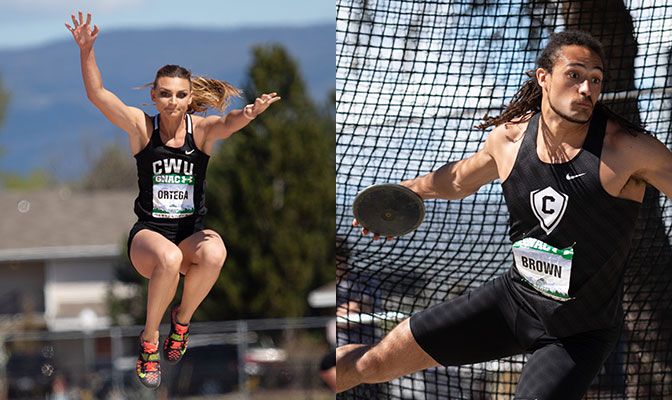 HarLee Ortega (left) scored 5,212 points in the heptathlon. Concordia's Giovanni Brown scored 7,007 points in the decathlon. Both are lifetime bests. photos by Jacob Thompson.