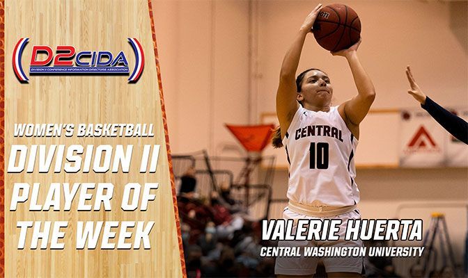 Huerta's week included a 37-point performance in Central Washington's 95-76 win over MSU Denver.