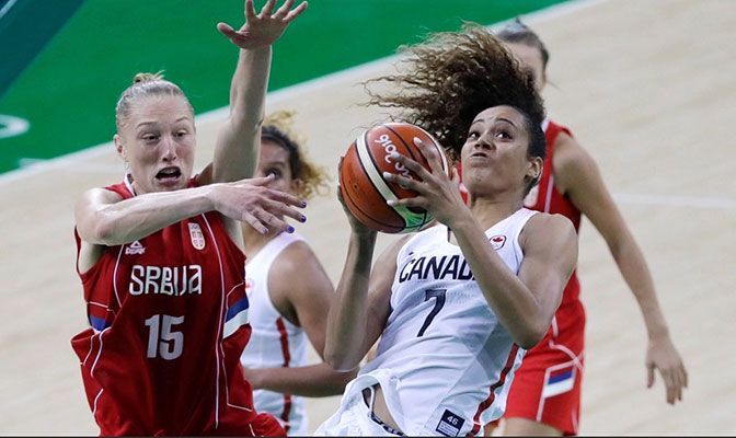 Nayo Raincock-Ekunwe averaged 7.7 points and 22.5 minutes per game for Team Canada at the 2016 Olympic Games. Photo courtesy of Basketball Canada.