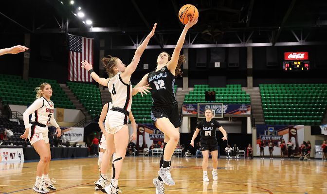 Emma Duff scored 10 points to help lead Western Washington women's basketball to their third Final Four in program history. Photo by Michael Wade.