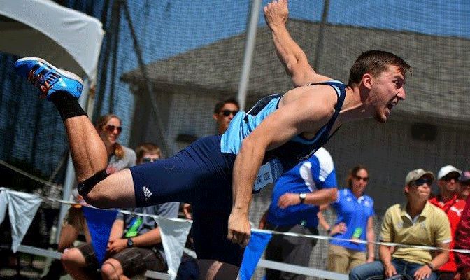 Slater Hirst came up with a huge throw on his final attempt to finish second at the NCAA national meet.