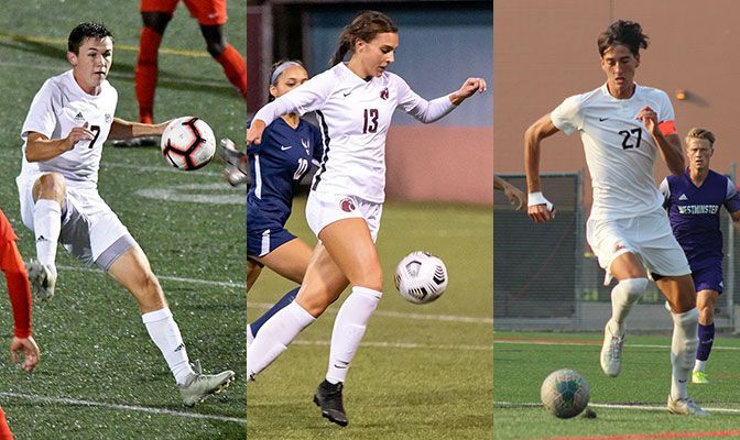 All three GNAC honorees, Travis Swallow (left), Sophia Chilczuk (center) and Lorenzo Valentini, are repeat honorees.