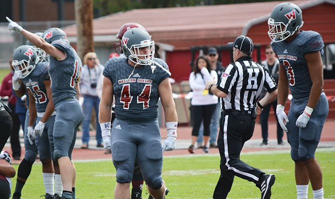 Western Oregon's Bo Highburger warned GNAC Defensive Player of the Week honors after finishing with 11 tackles, four tackles for loss and two forced fumbles against Azusa Pacific.