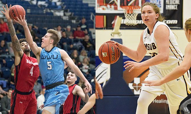 Trey Drechsel (left) scored 53 points and had 27 rebounds in the Vikings' two wins. Alisha Breen scored 60 points to lead the Yellowjackets to a pair of wins.