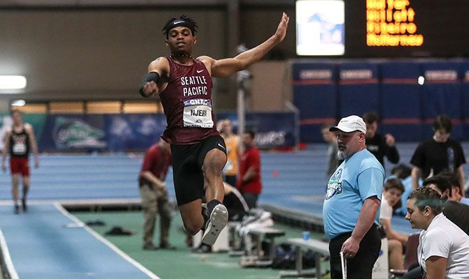 Seattle Pacific's Dave Njeri placed second at the Spokane Open in the triple jump. His mark of 49 feet, 0.5 inches is No. 2 all-time in the GNAC.