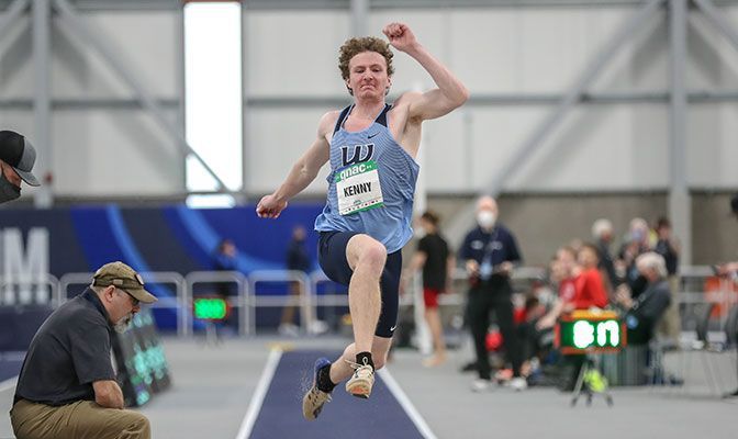 Western Washington's Ryan Kenny holds the lead in the heptathlon after four events at  2,652 points. Photo by Loren Orr.