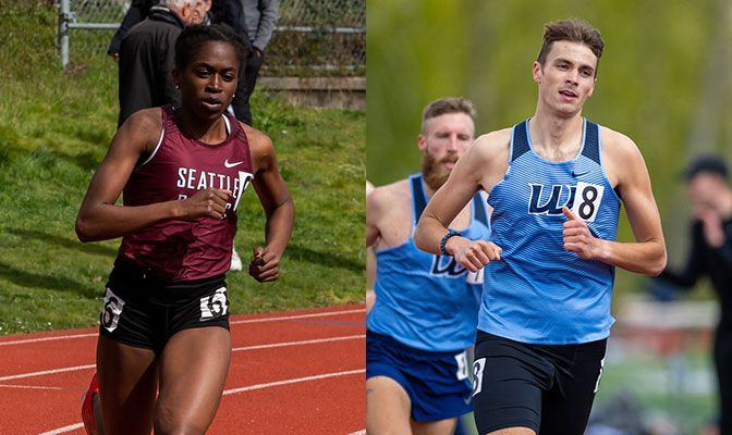 Seattle Pacific's Vanessa Aniteye (left) is a three-time champion in the women's 400. Mac Franks is one of six defending champions for Western Washington.