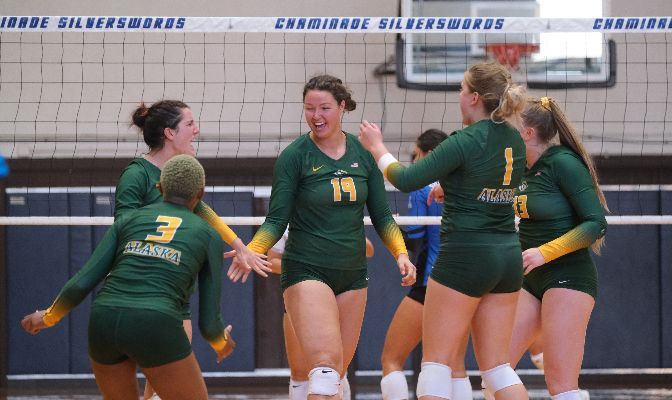 Alaska Anchorage swept their opponents on the road in Hawaii to start the season, racking up 109 kills in three matches.