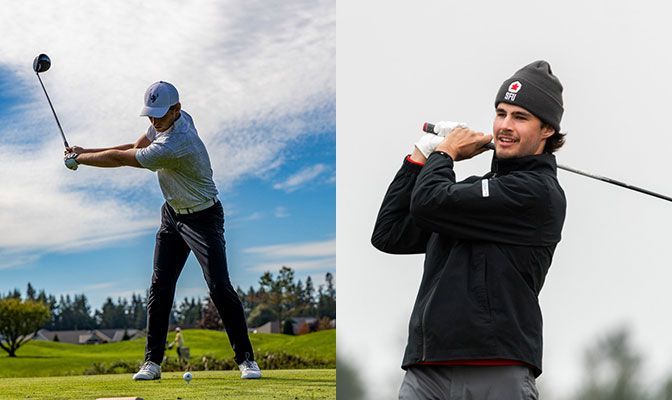 Western Washington's Devin Andrews (left) and Simon Fraser's Ryan Hodgins (right) are both part of programs that believe they can win at this week's GNAC Men's Golf Championships.