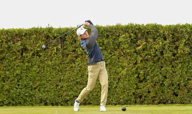 Devin Andrews is the top GNAC golfer after round one at the NCAA Super Regional with a 1-under-par 70. Photo by Shawn Toner.