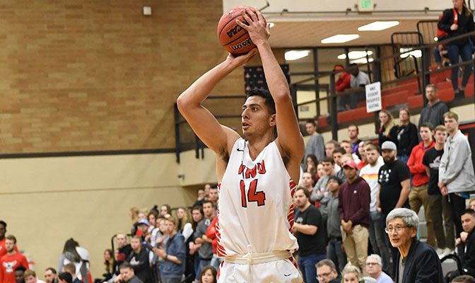 Aldaberto Diaz scored 49 points in two wins that clinched a GNAC Championships berth for Northwest Nazarene.