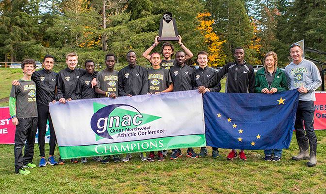 Alaska Anchorage placed three runners in the top four to score 31 points and win the program's seventh straight men's title. Photo by Nick Danielson.