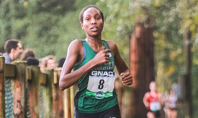 Alaska Anchorage's Caroline Kurgat placed third in 20:30.5 for the second top-10 nationals finish of her career. Photo by Nick Danielson.