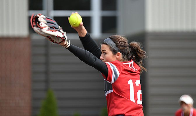 Western Oregon starter Haley Fabian struck out five in the return to play on Friday as she earned her 13th win of the season. Photo by Paul Dunn.