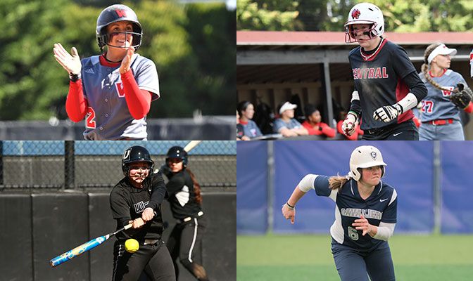 Clockwise from top left: Kelsie Gardner of Western Oregon, Kailyn Campbell of Central Washington, Meghan Luebbert of Concordia and Carlie Richards of Western Washington.