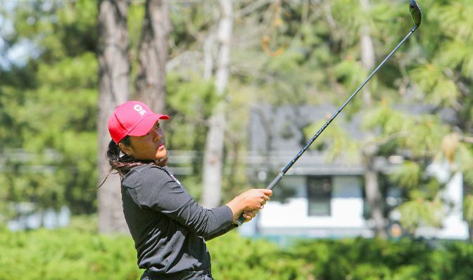 Simon Fraser placed all four of its scoring golfers in the top 10 to lead the field after the first day of the 2024 GNAC Women's Golf Championships. | Photo by Shawn Toner