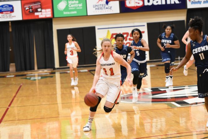 Senior Ellie Logan has shined for No. 7 Northwest Nazarene this season, averaging 11.4 points and 6.0 rebounds per game.