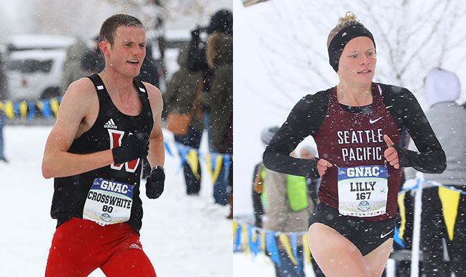 In addition to being three-time selections to the All-Academic Team, Justin Crosswhite and Kate Lilly were the runners-up at the GNAC Cross Country Championships. Photos by Jenna Martin.
