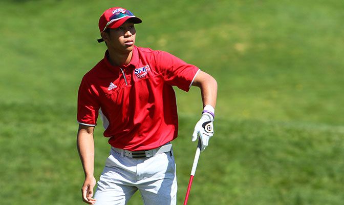 The three-time GNAC Men's Golf Player of the Year, Chris Crisologo (shown here at the GNAC Championships) tied for 45th place at the RBC Canadian Open. Photo by Shawn Toner.
