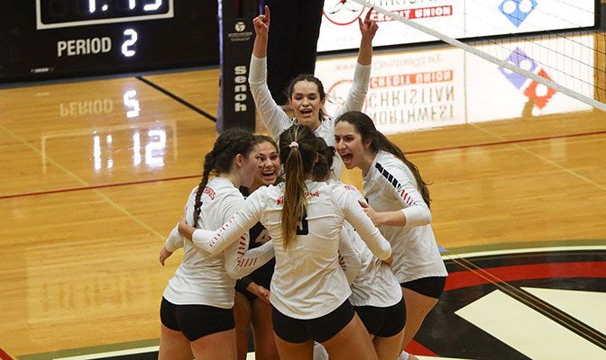 Northwest Nazarene finished the first half of the conference season with a four-set win over Saint Martin's and a three-set sweep of Western Oregon.