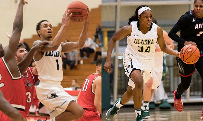 Taylor Stafford (left) averaged 29 points per game to lead Western Washington to two GNAC road wins. Autummn Williams, meanwhile, paced the Seawolves to two big home wins over SFU & WWU.