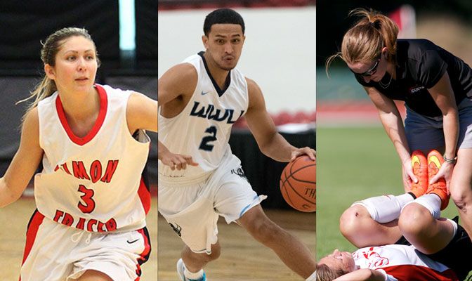 GNAC Insider features (from left) basketball players Taylor Drynan of SFU and Blake Fernandez of WWU along with athletic trainer Alice Loebsack of SMU.