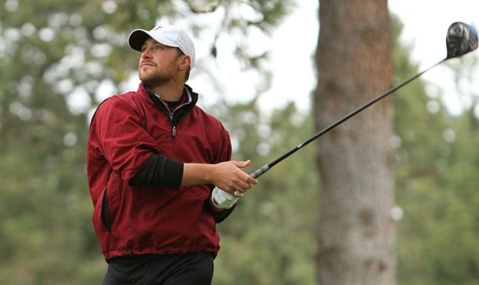 Northwest Nazarene's Ian Briske has a 3.96 GPA as a business administration major and tied for 21st at the GNAC Championships. Photo by Shawn Toner.