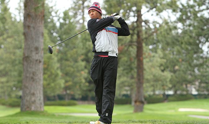 Chris Crisologo won four individual titles as a junior in 2017, including the GNAC Championships individual crown.