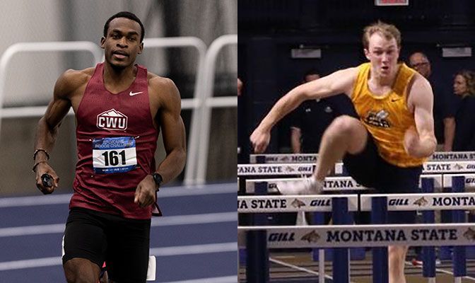 Johan Correa (left) set the CWU record in the indoor 800 meters last week while Bradley Graves set the MSUB record in the 60-meter hurdles.