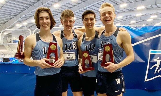 The Western Washington DMR of Drew Weber, Brian Le, Jonah Bloom and Will Henry placed seventh in 9:51.19. Photo courtesy of WWU Athletics.