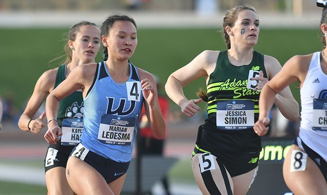 Marian Ledesma was second in her heat and third overall in the women's 800-meter preliminaries in 2:10.57. Photo by Wilson Wong.
