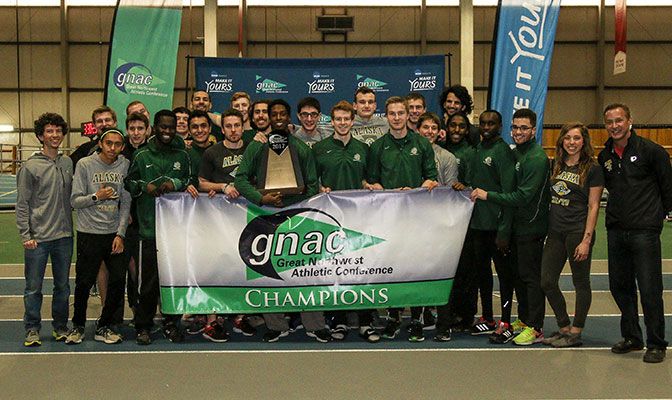 Alaska Anchorage won its third straight GNAC Men's Indoor Track and Field Championships meet with 154 points. Photo by Loren Orr.