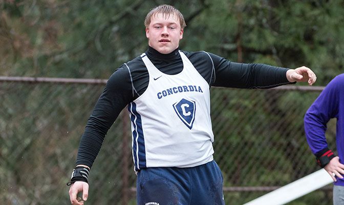 With Caleb Bridge's record in the men's discus, Concordia athletes now own four of the eight outdoor men's and women's throwing records.