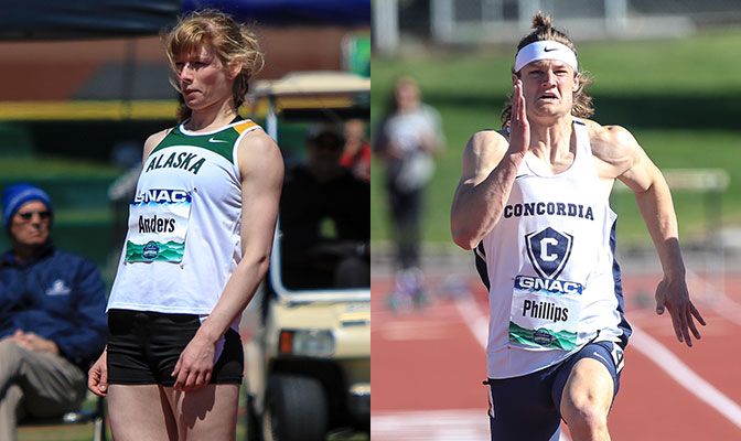 Karolin Anders (left) and James Phillips (right) are each looking for their first GNAC outdoor combined event titles. Photos by Loren Orr.